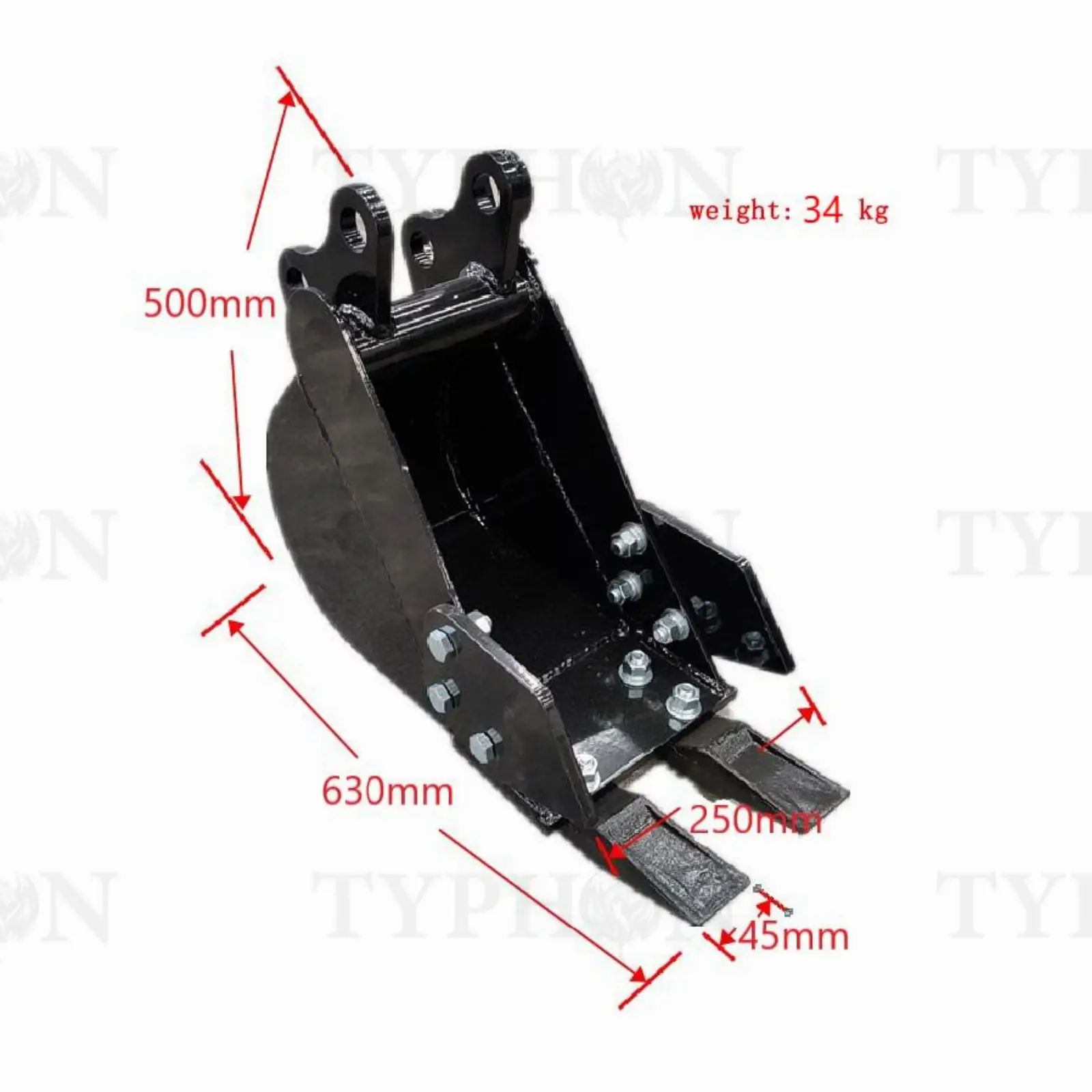 2–3.5 Ton Excavator Attachment 9.8-Inch Narrow Trenching Bucket for TERROR X2 PRO