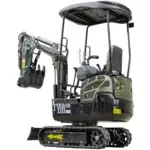 TYPHON TERROR XIII PRO Mini Excavator – 1.3 Ton Trench Digger with Canopy, Hydraulic Thumb Clip, 22.1hp Honda Engine USA