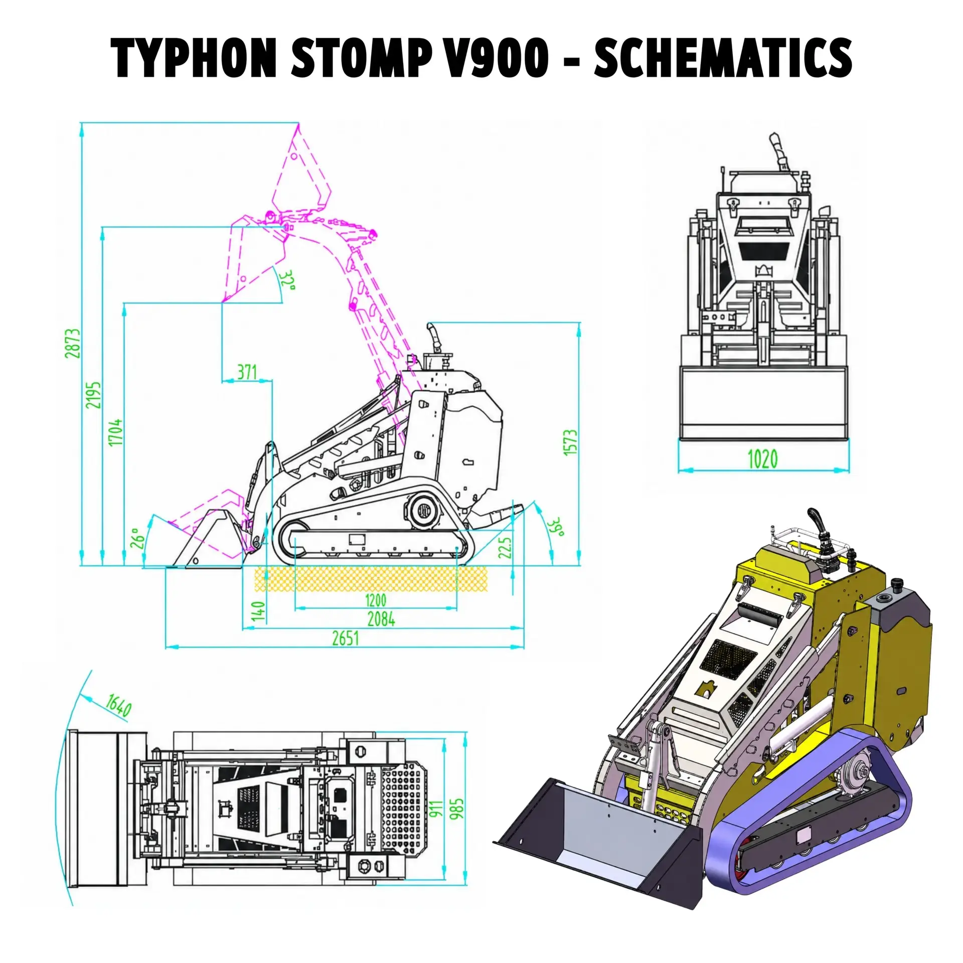 Brand New TYPHON STOMP V900 1.4-Ton Compact Track Loader with 25HP Kubota Diesel Engine 1,102 lb Max Load