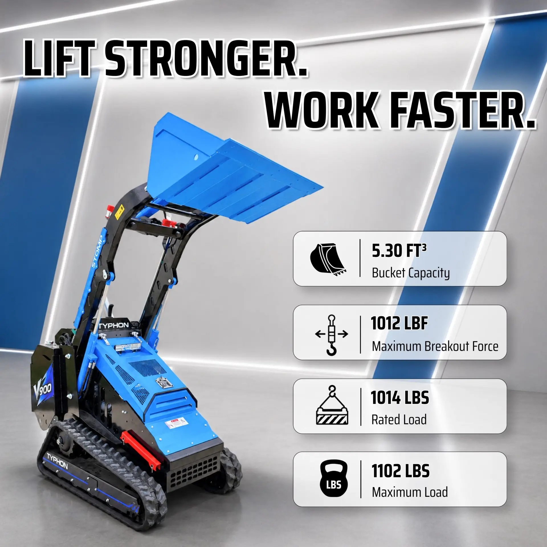 Brand New TYPHON STOMP V900 Mini Track Loader Kubota D1105 25HP Diesel Stand-On Skid Steer EPA / EU Stage V