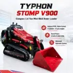 Brand New TYPHON STOMP V900 1.4 Ton Mini Track Loader Featuring Dual Auxiliary Hydraulics & Kubota D1105 25HP USA Engine