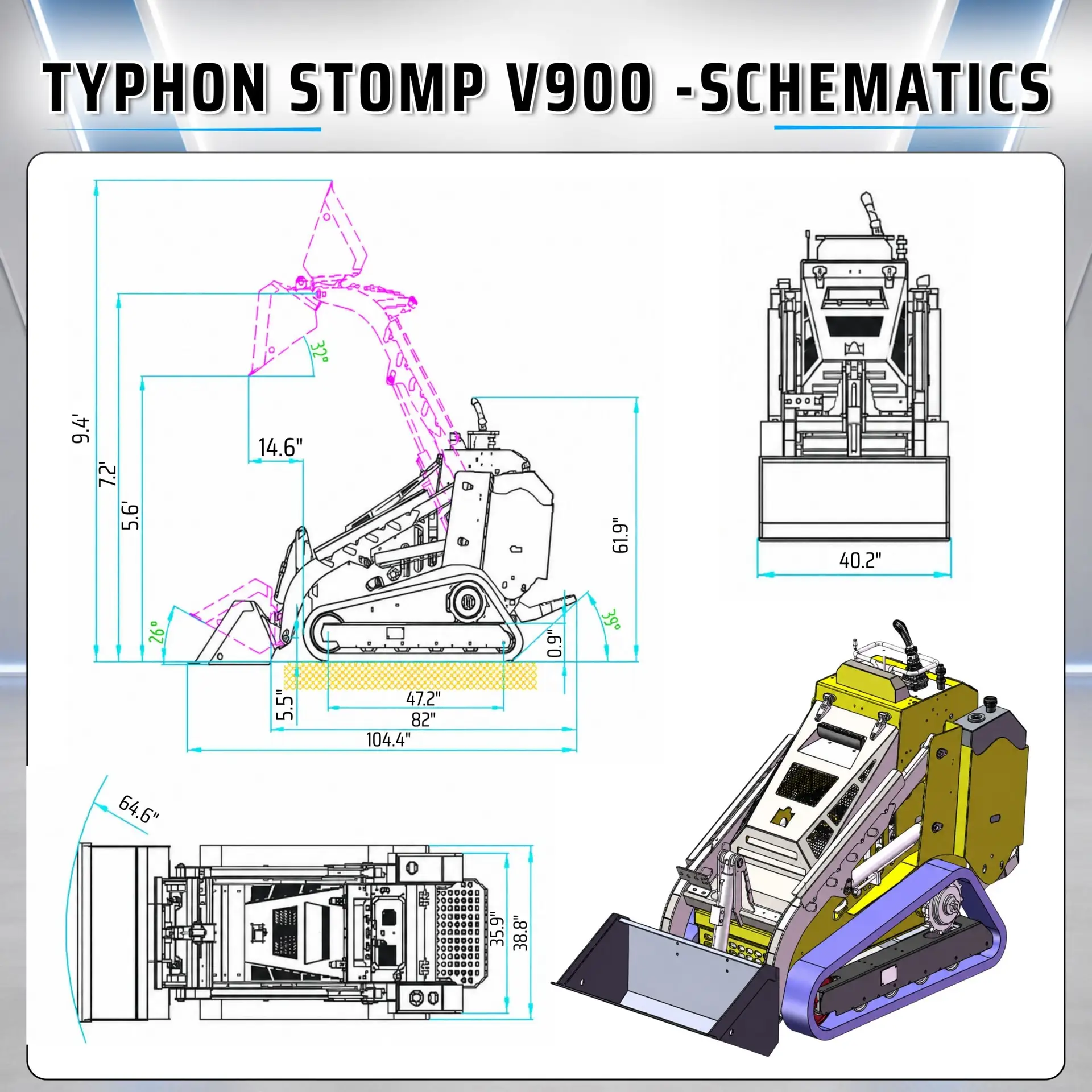 Brand New TYPHON STOMP V900 Mini Track Loader Kubota D1105 25HP Diesel Stand-On Skid Steer EPA / EU Stage V