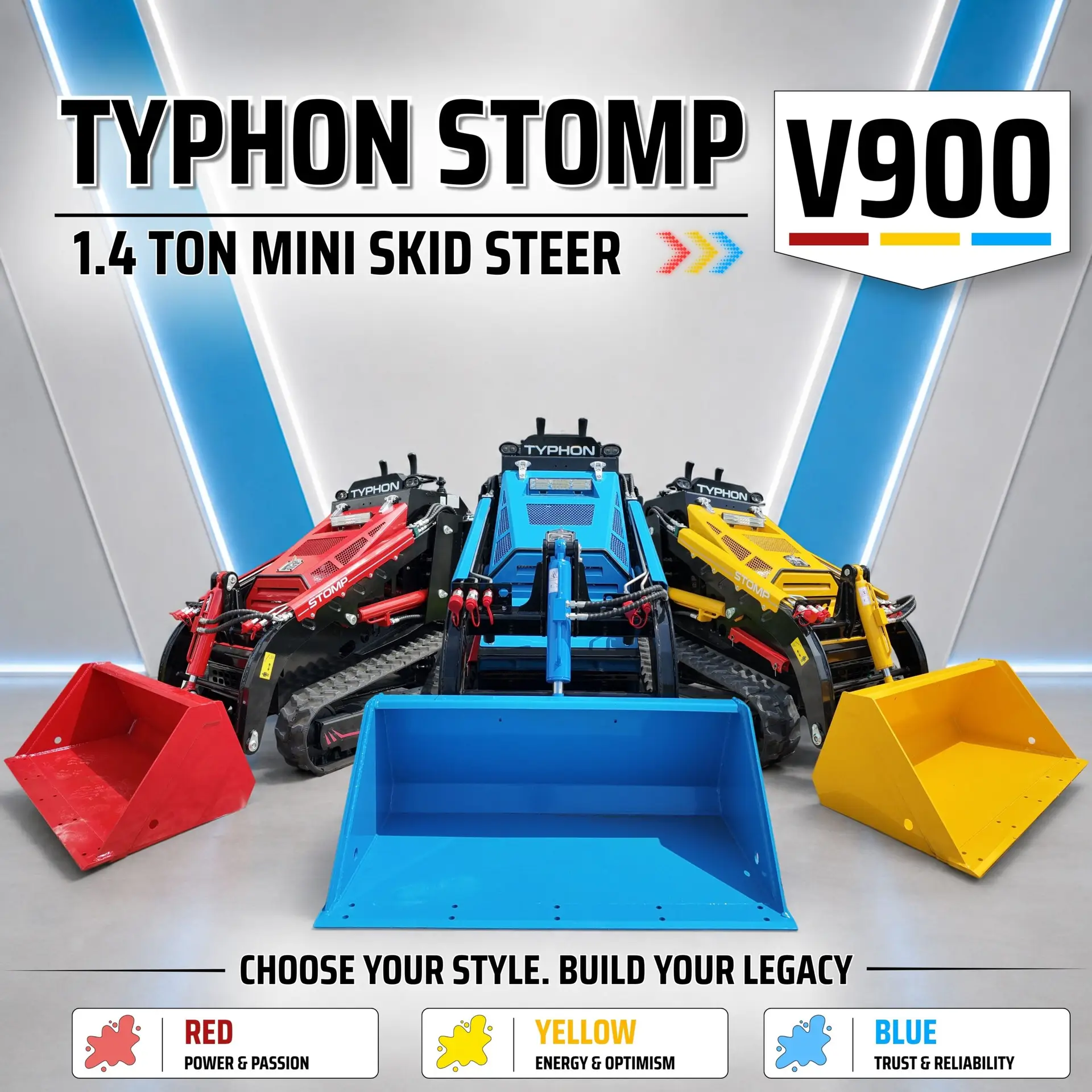 Brand New TYPHON STOMP V900 Mini Track Loader Kubota D1105 25HP Diesel Stand-On Skid Steer EPA / EU Stage V