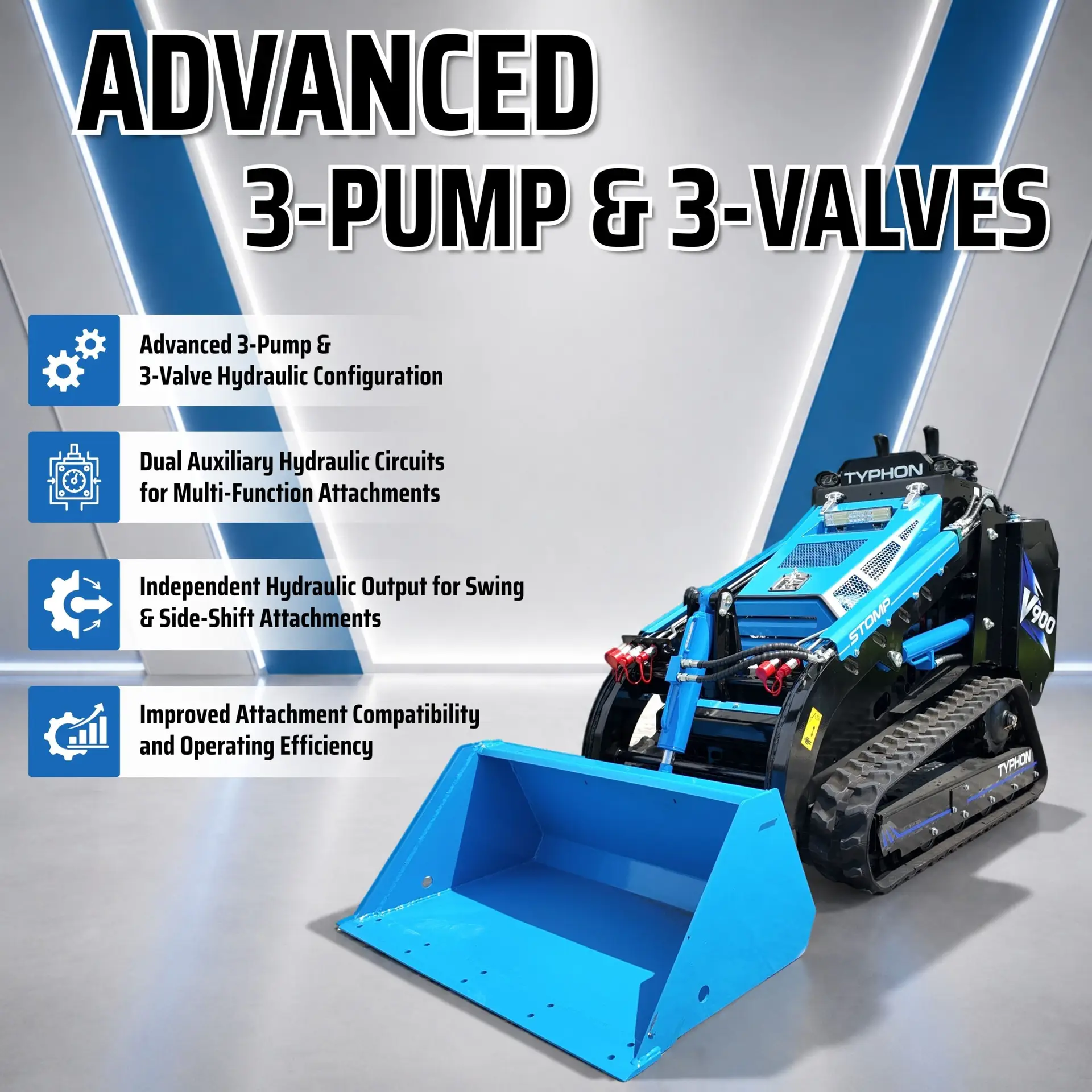 Brand New TYPHON STOMP V900 Mini Track Loader Kubota D1105 25HP Diesel Stand-On Skid Steer EPA / EU Stage V