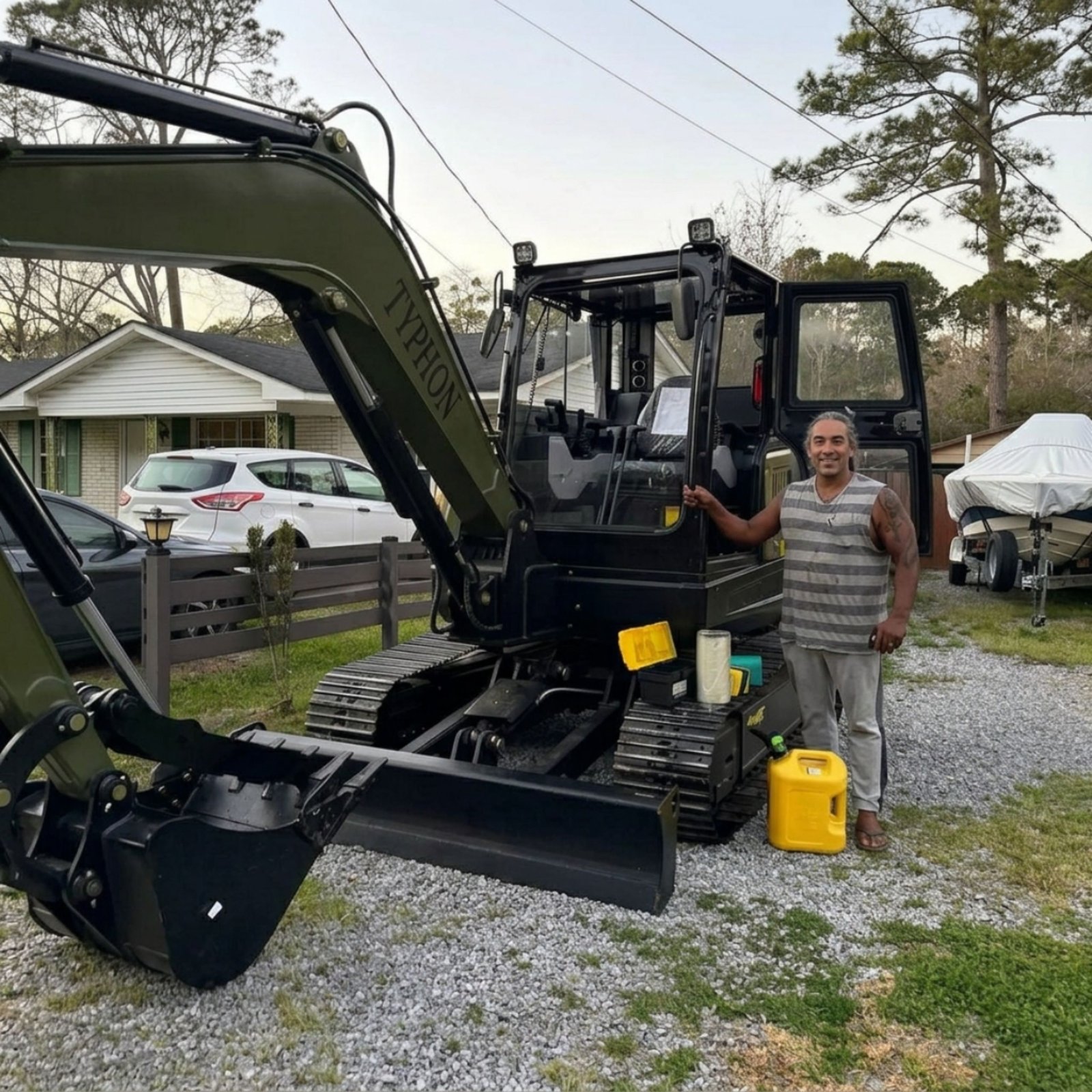 Heavy excavator being prepared for delivery