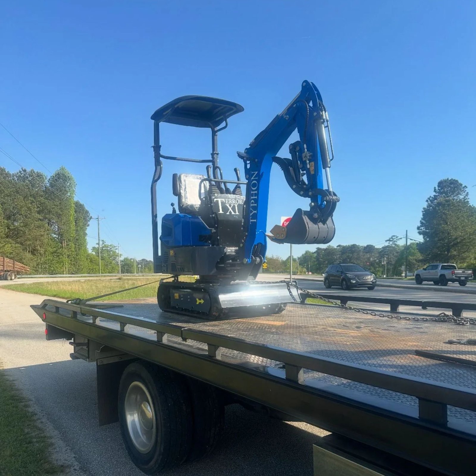 Mini excavator during customer delivery